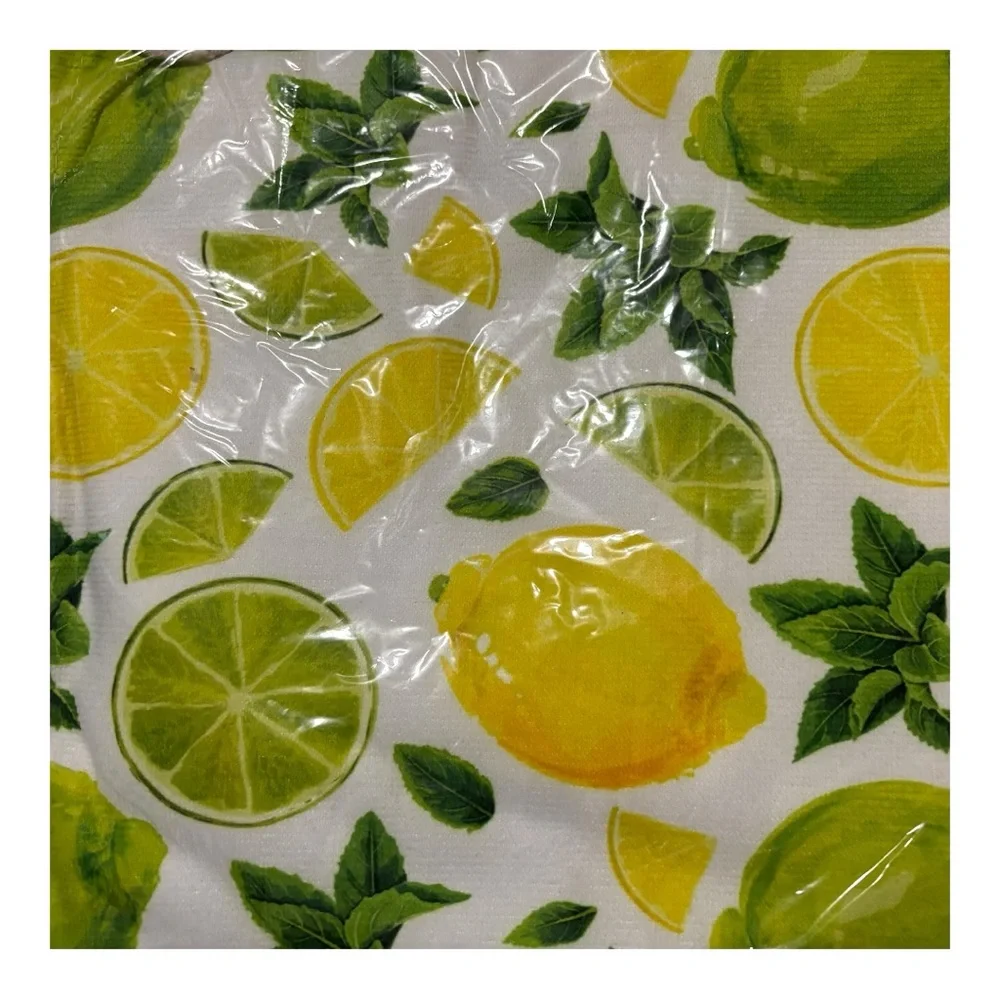 🍋 Citrus Print Beach Towel with Drawstring Bag – NWT